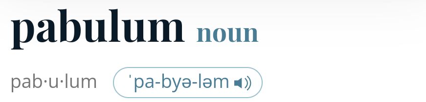 Screenshot showing the header of a dictionary entry for the word 'pabulation.'